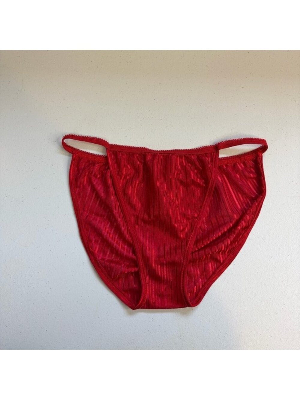 Vintage Slippery Nylon Panty Cherry Red Bikini Soft Brief Size Small Panties